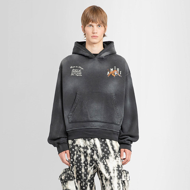AMIRI Distressed Logo-Print Cotton-Jersey Hoodie
