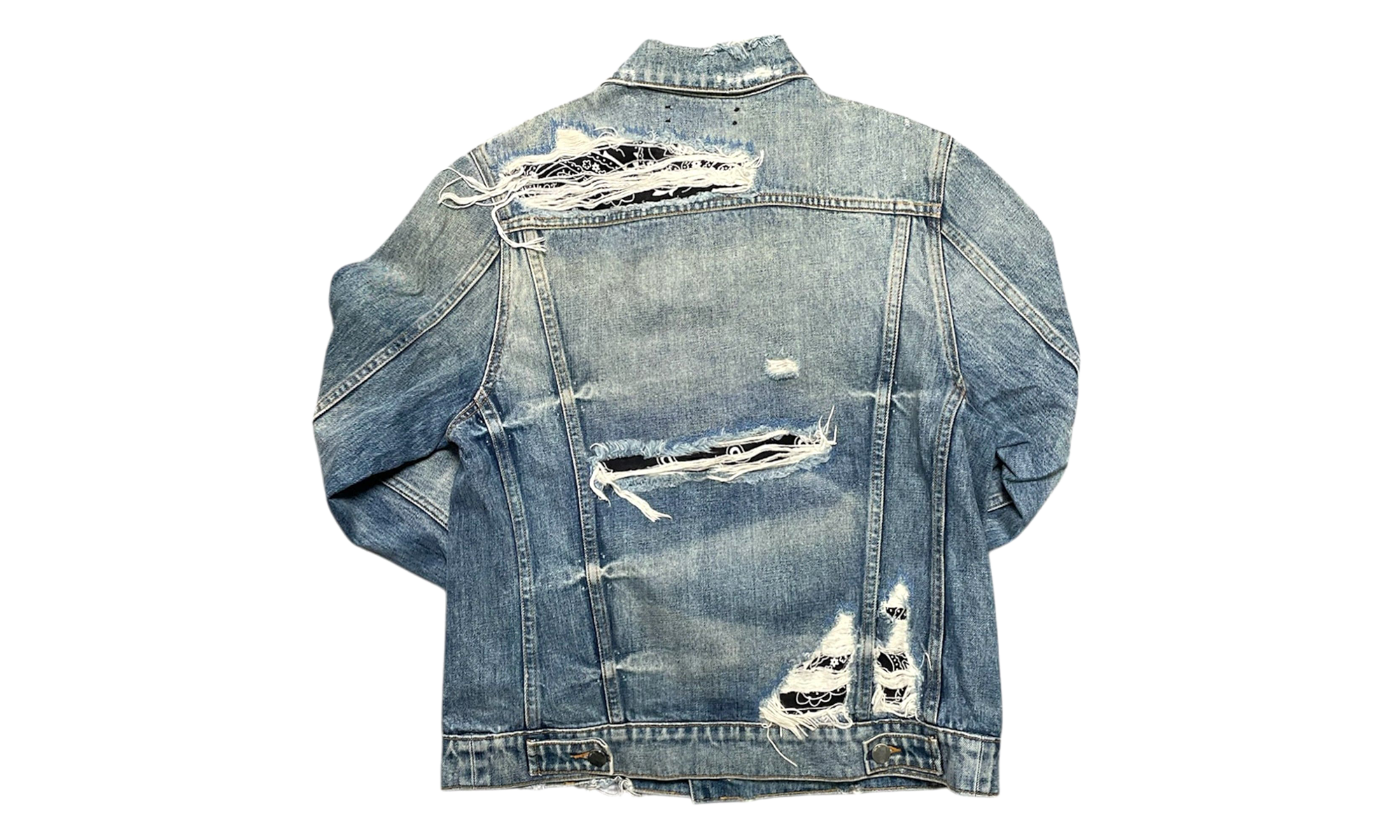 Bandana Distressed Denim Jacket "Indigo Black" ABBDJB