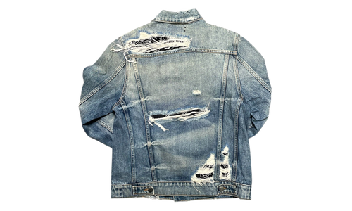 Bandana Distressed Denim Jacket "Indigo Black" ABBDJB