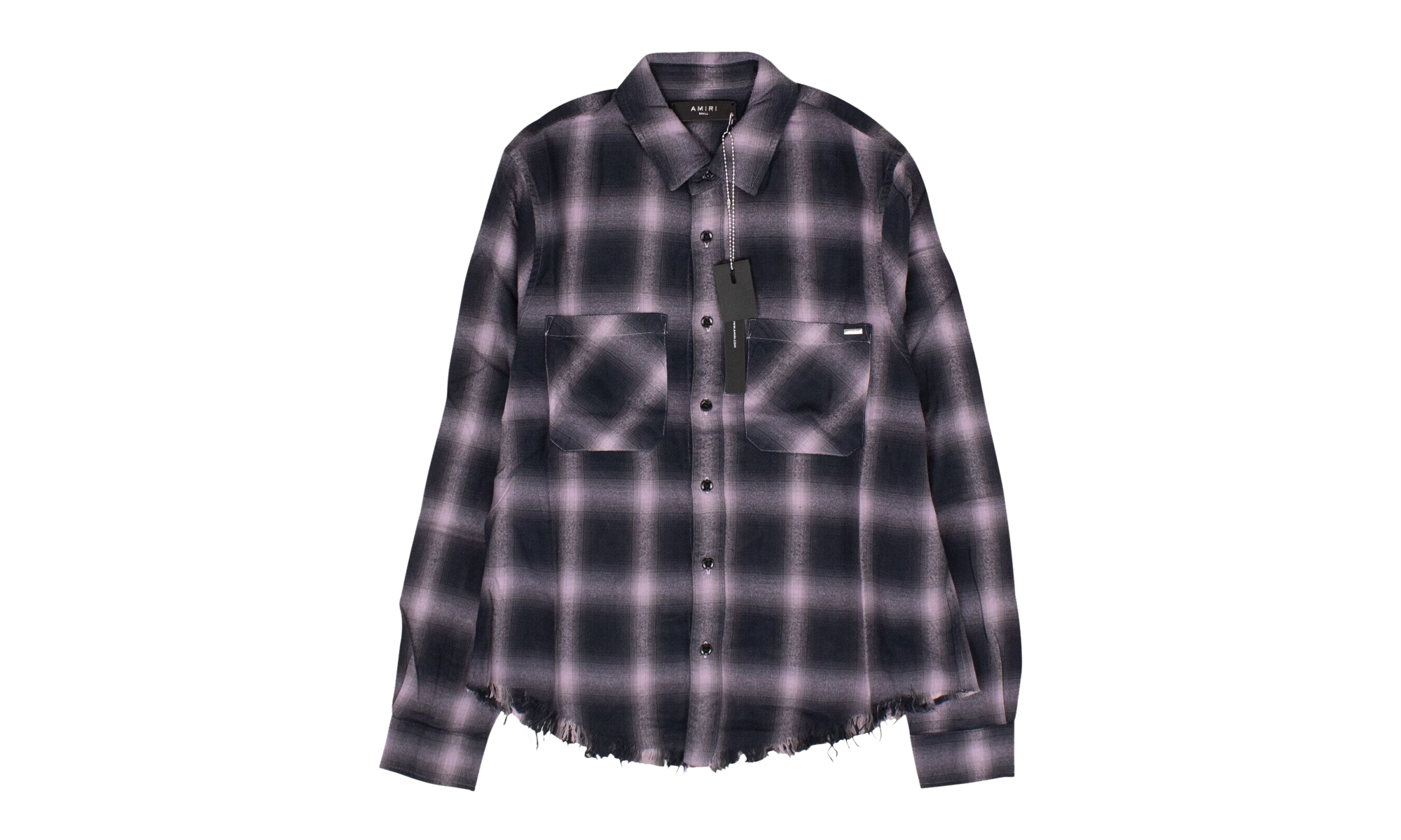 Black And White Shadow Plaid Shirt "Black and Lavender" AMR XTPS 0225