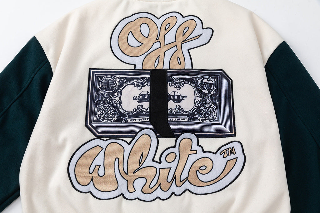 OFF WHITE Men's Blue Cash Wool Varsity Jacket