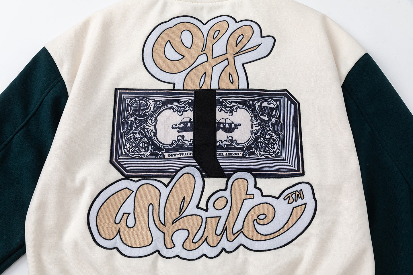 OFF WHITE Men's Blue Cash Wool Varsity Jacket