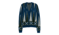 Backgammon Mohair-Blend Cardigan "Green / White" MKC008 344