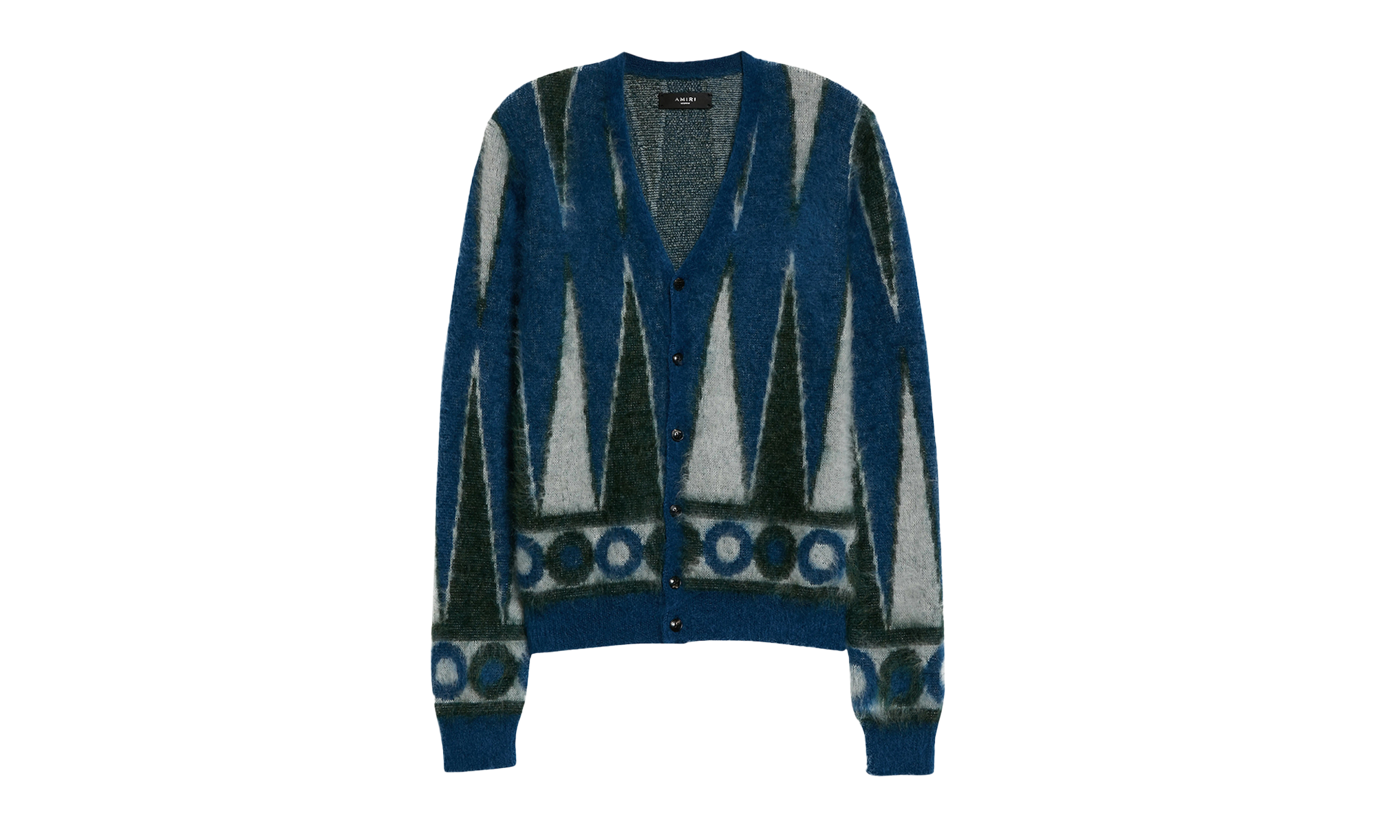 Backgammon Mohair-Blend Cardigan "Green / White" MKC008 344