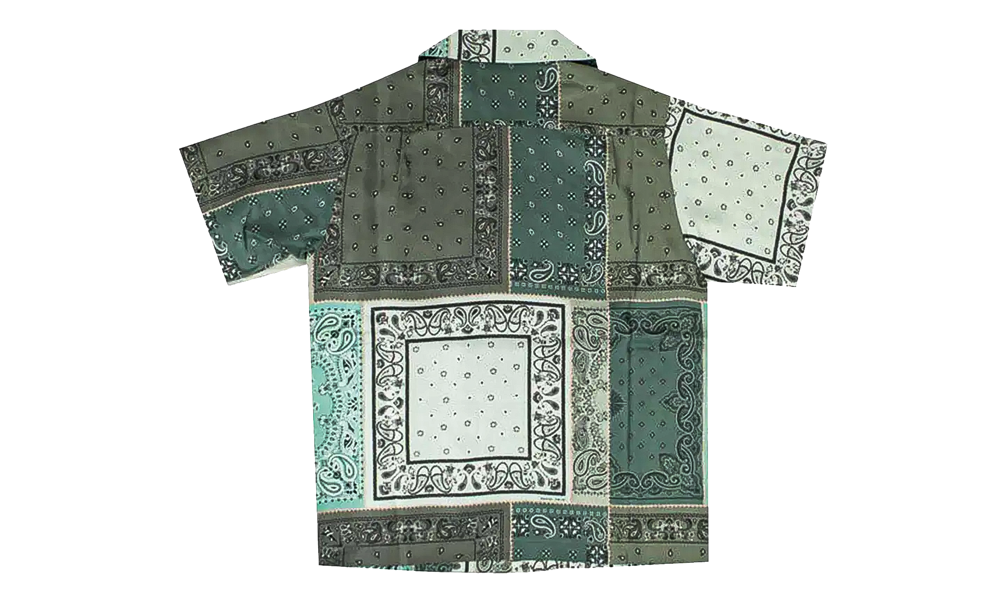Short Sleeve Bandana Print Silk Button Up Shirt "Green" Y0M06227SE GREE
