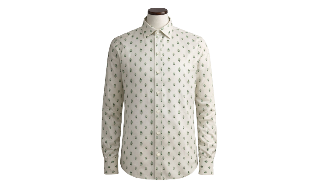 Peacock Long-Sleeve Shirt "Ivory / Green" Y0M06223JA IVG