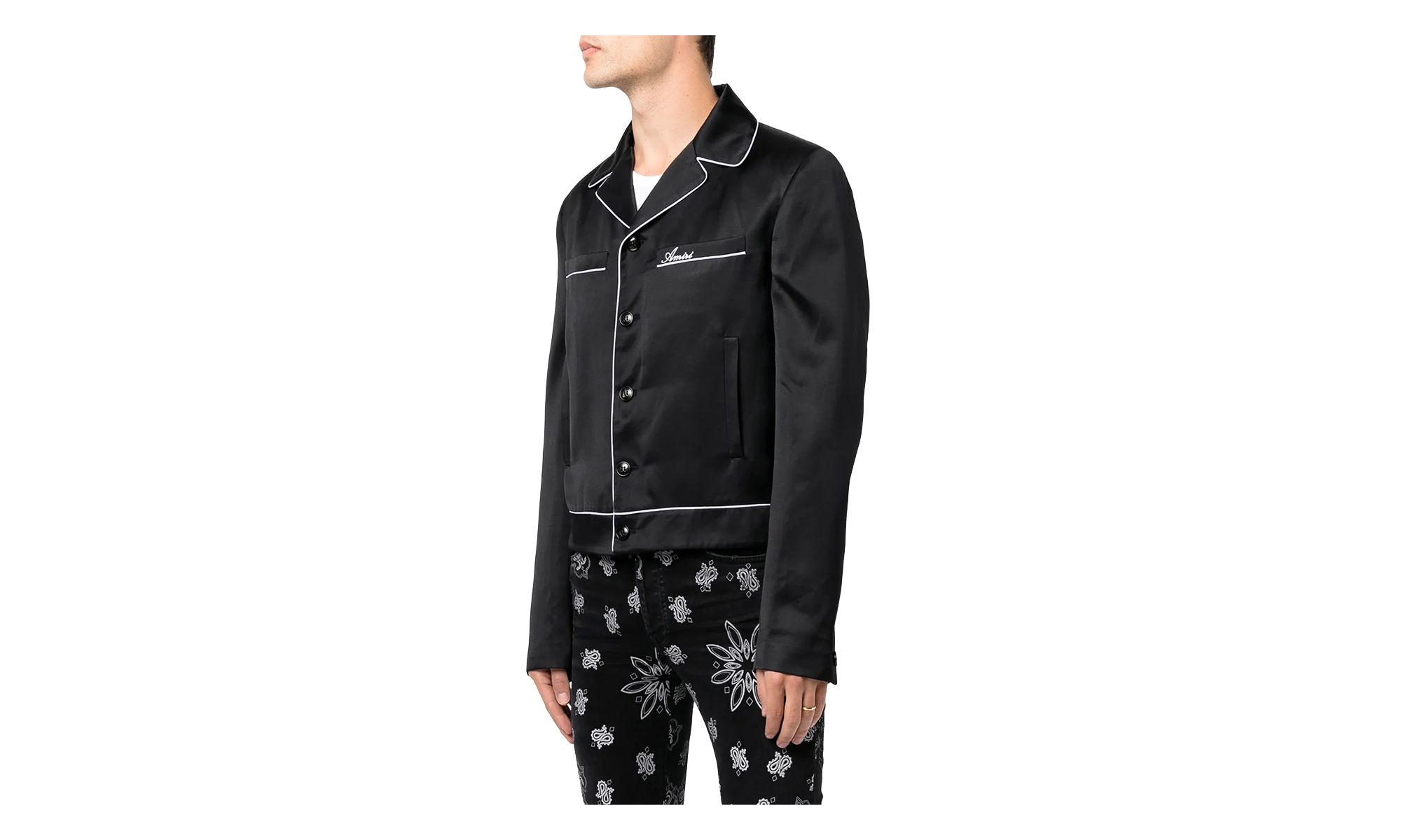 Long-Sleeve Pajama Jacket "Black" MSL004 001