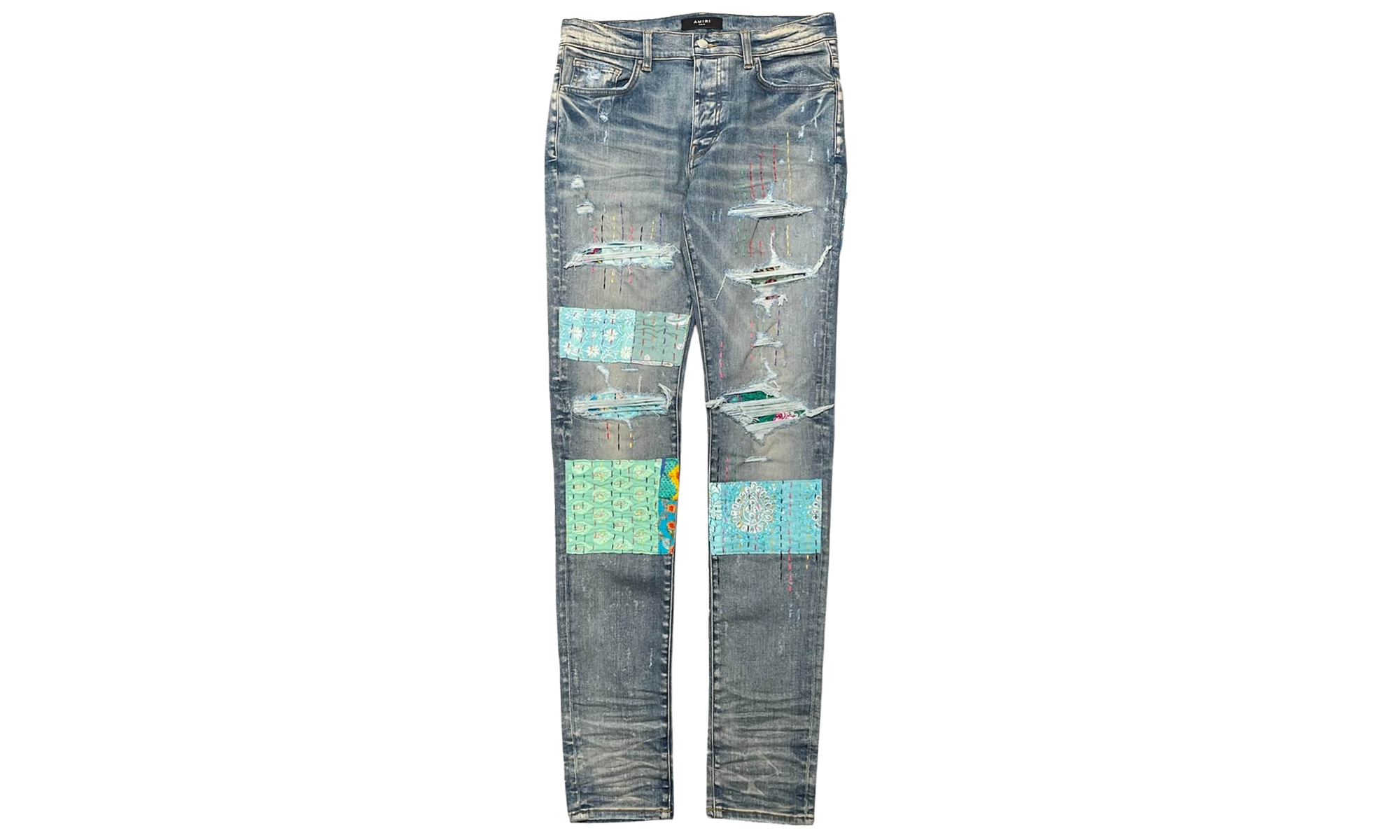 Quilted Art Patch Jeans "Clay Indigo" MDS066 408