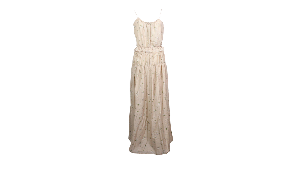 Cotton Floral Design Voile Maxi Dress "Nude" AMR-XTPS-0019