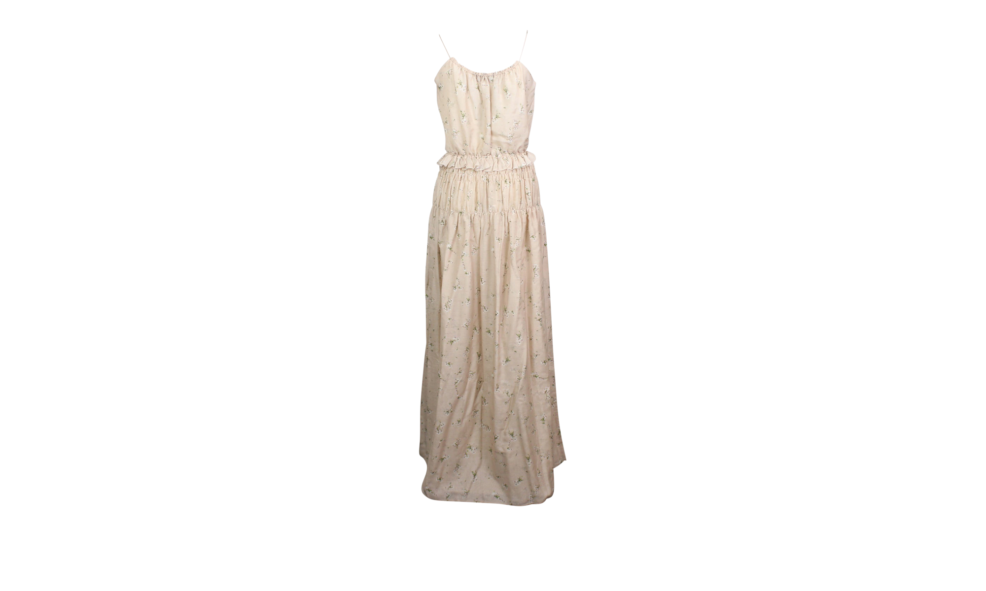 Cotton Floral Design Voile Maxi Dress "Nude" AMR-XTPS-0019