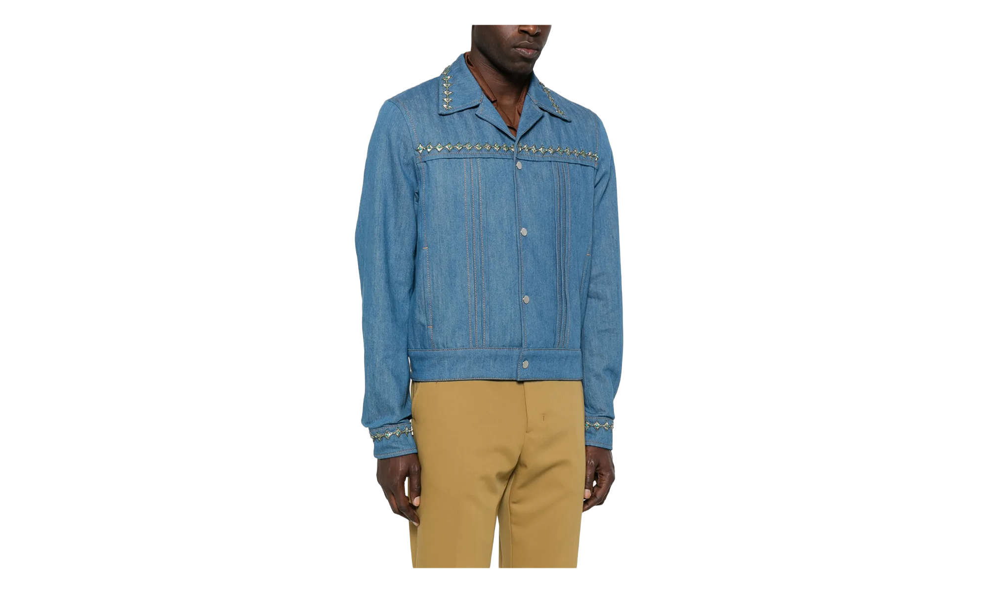 Crystal Pleated Cadet Jacket "Retro Indigo" AMDNJT1004 RETR