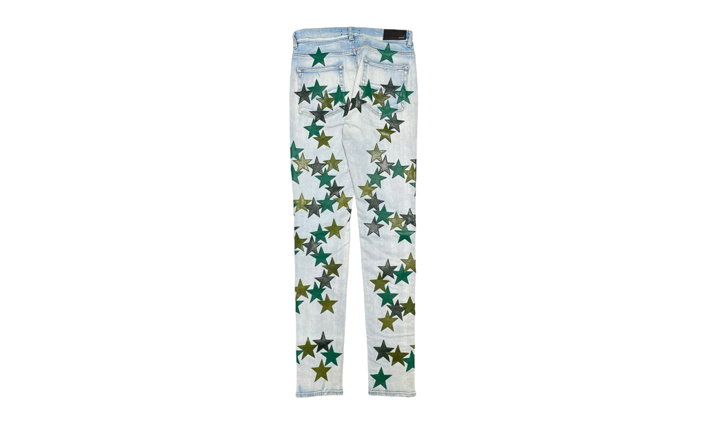 Leather Star Patch Jeans "Chemist - Light Indigo Green Multi" SS22MDS022 485
