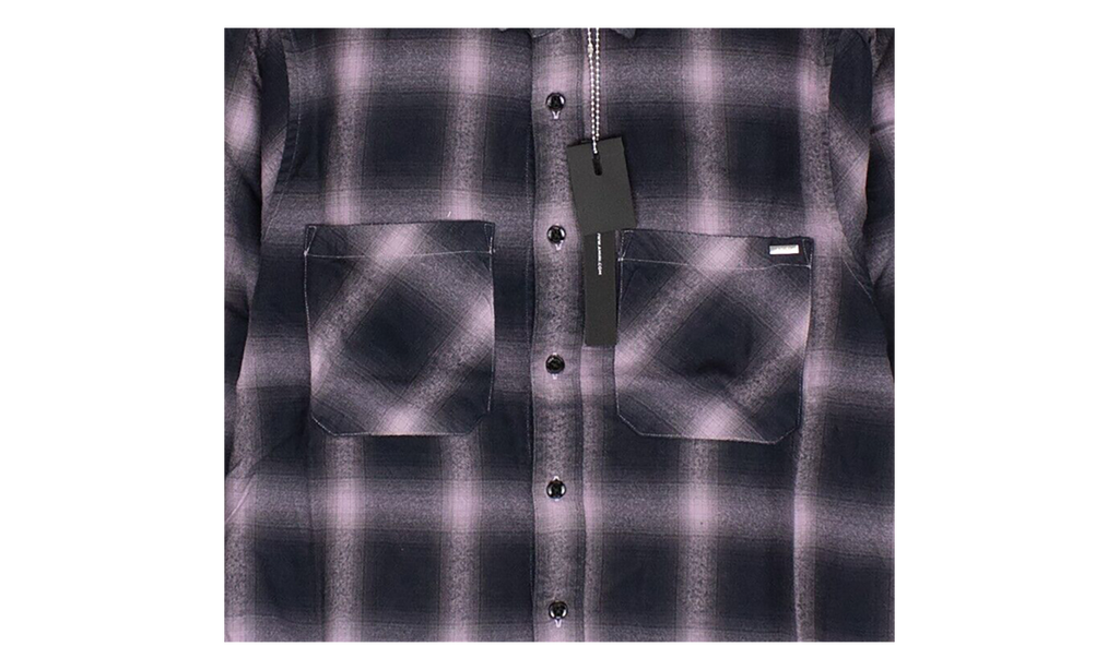 Black And White Shadow Plaid Shirt "Black and Lavender" AMR XTPS 0225