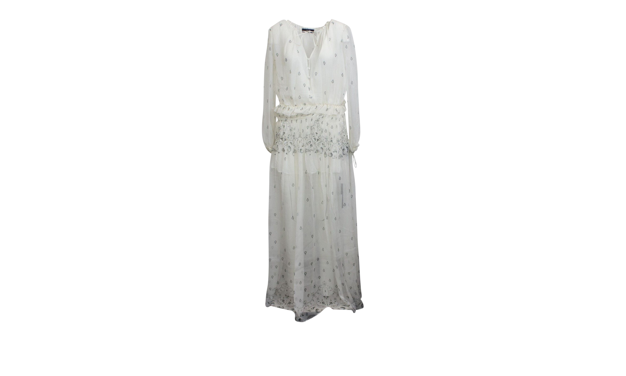 Printed Paisley Maxi Dress "White" AMR-XTPS-0231
