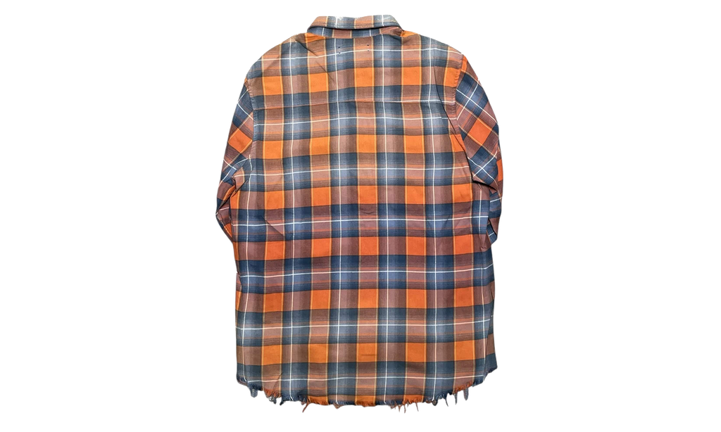 Faded Flannel Button Up Long Sleeve Shirt "Red Blue Plaid" MAFPFRB