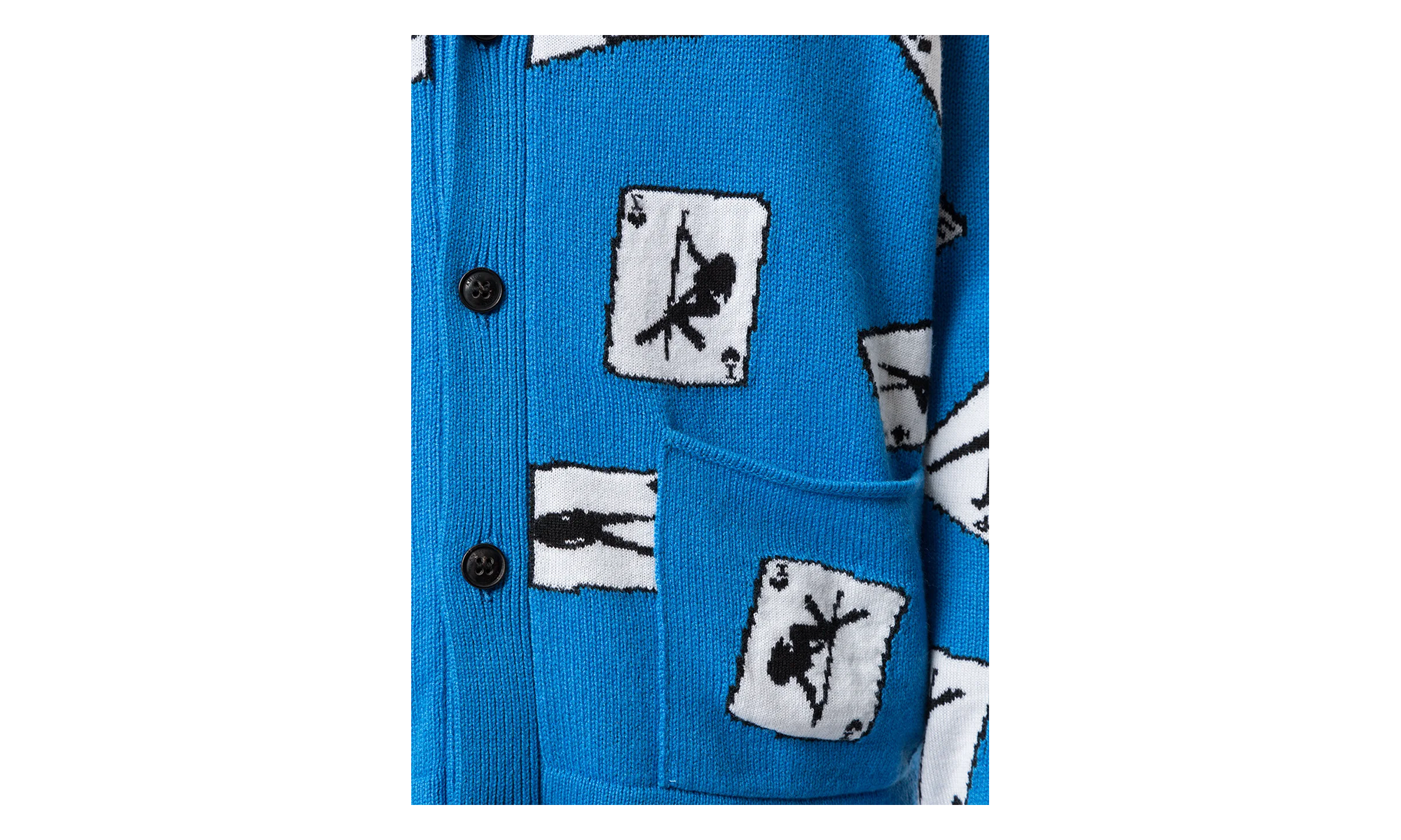 Cards Intarsia Cardigan Sweater "Blue" S0M05108WC BLU