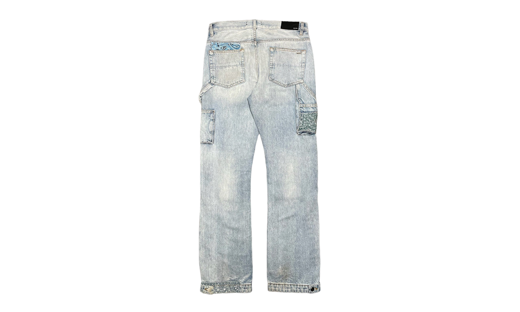 Patchwork Bandana Carpenter Jeans "Stone Indigo" AMIF MJ340