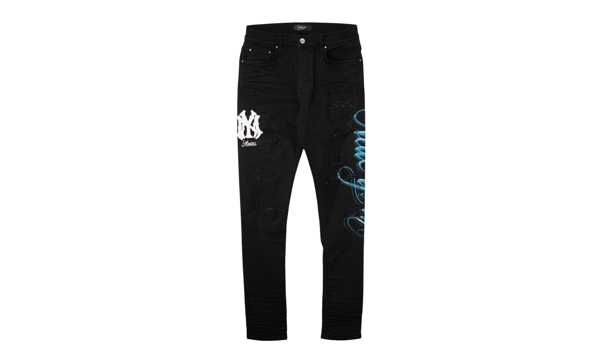 MA New York Airbrush Logo Jeans "Overdyed Black Blue White" AMDNSY1178 018