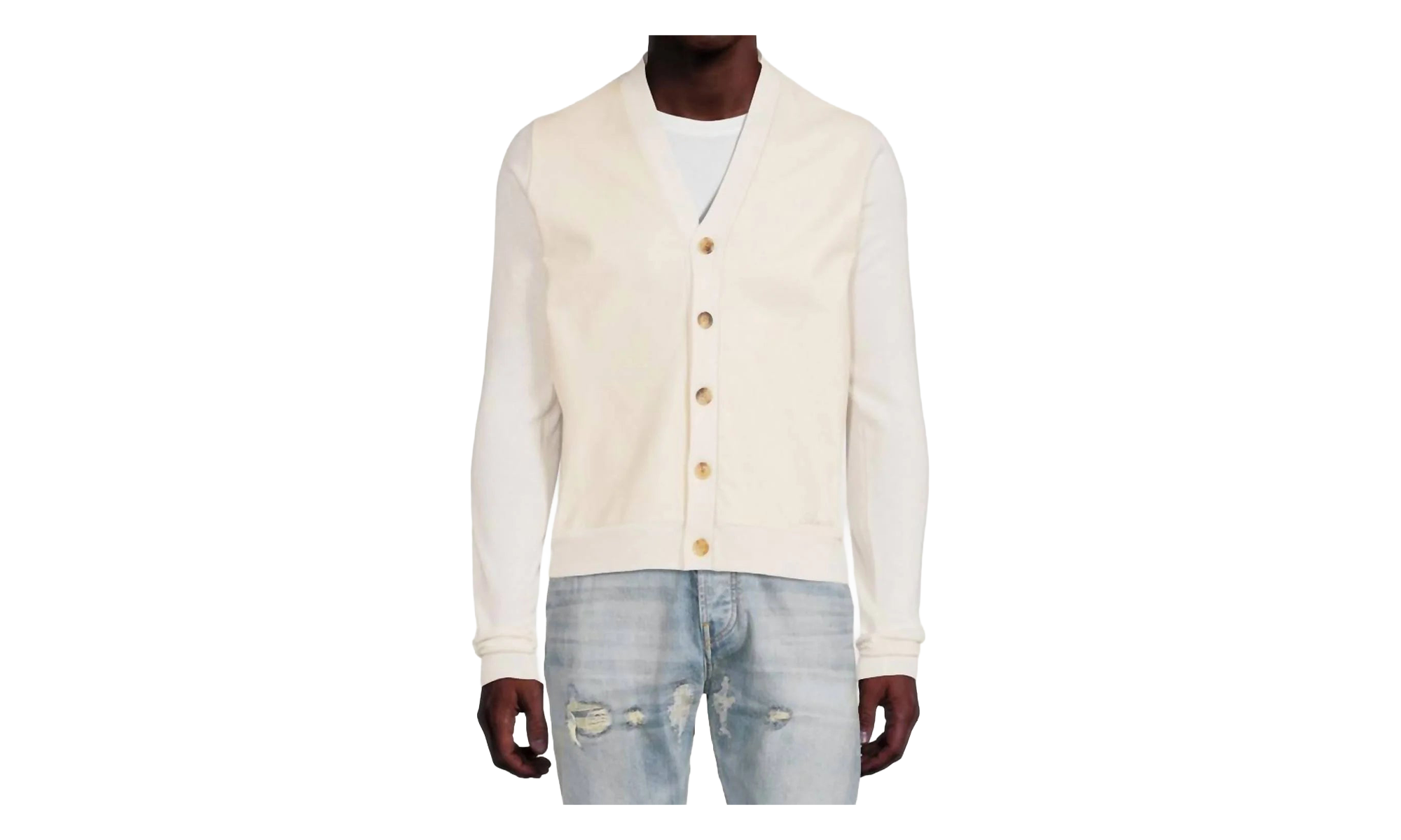 Leather Front Cardigan "Alabaster" MKF007 271