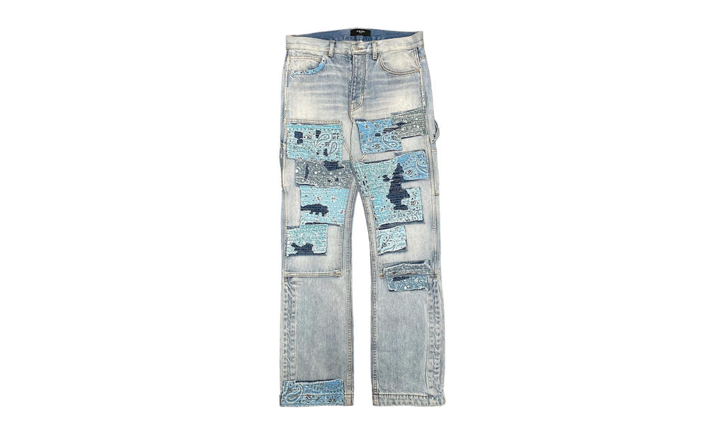 Patchwork Bandana Carpenter Jeans "Stone Indigo" AMIF MJ340