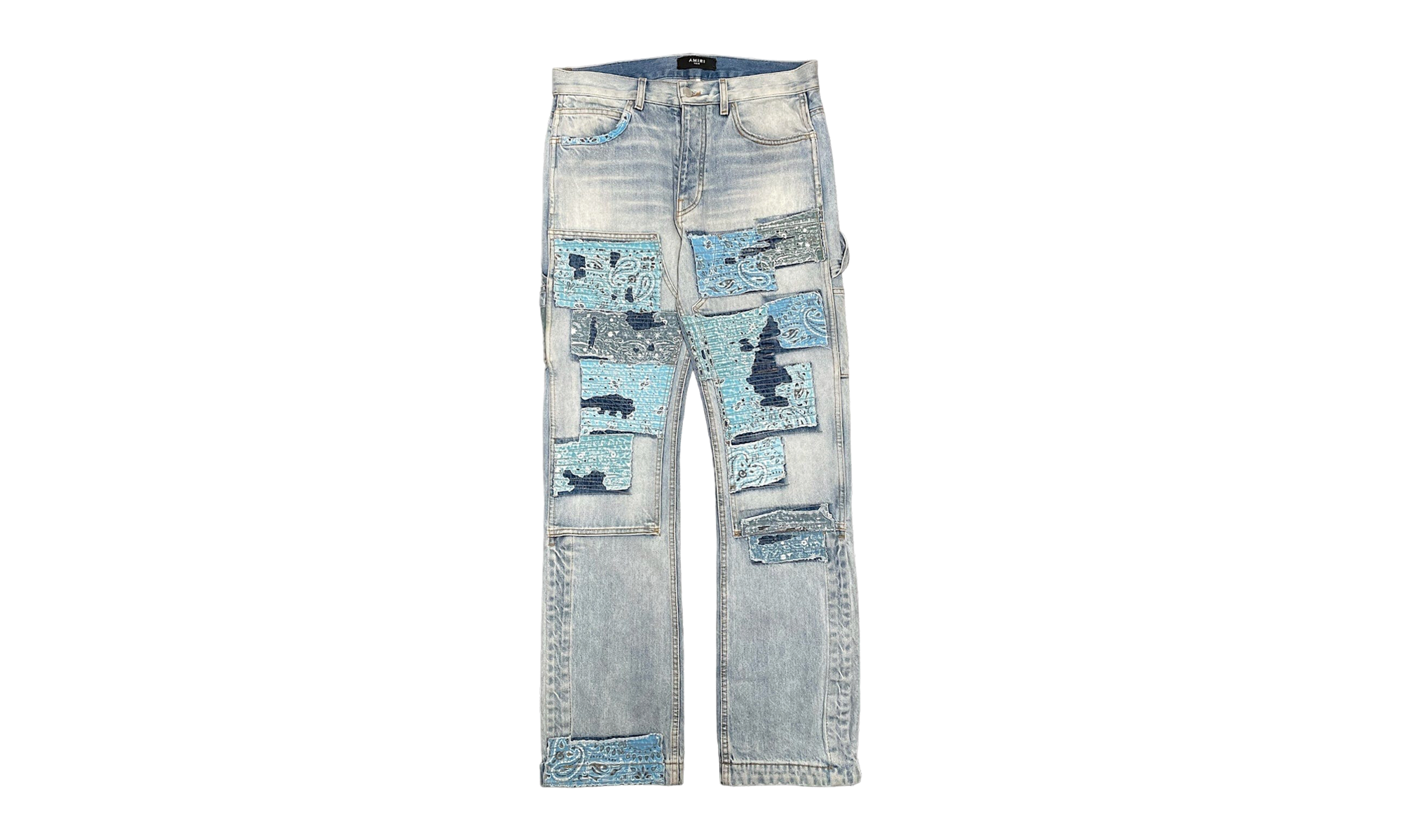 Patchwork Bandana Carpenter Jeans "Stone Indigo" AMIF MJ340