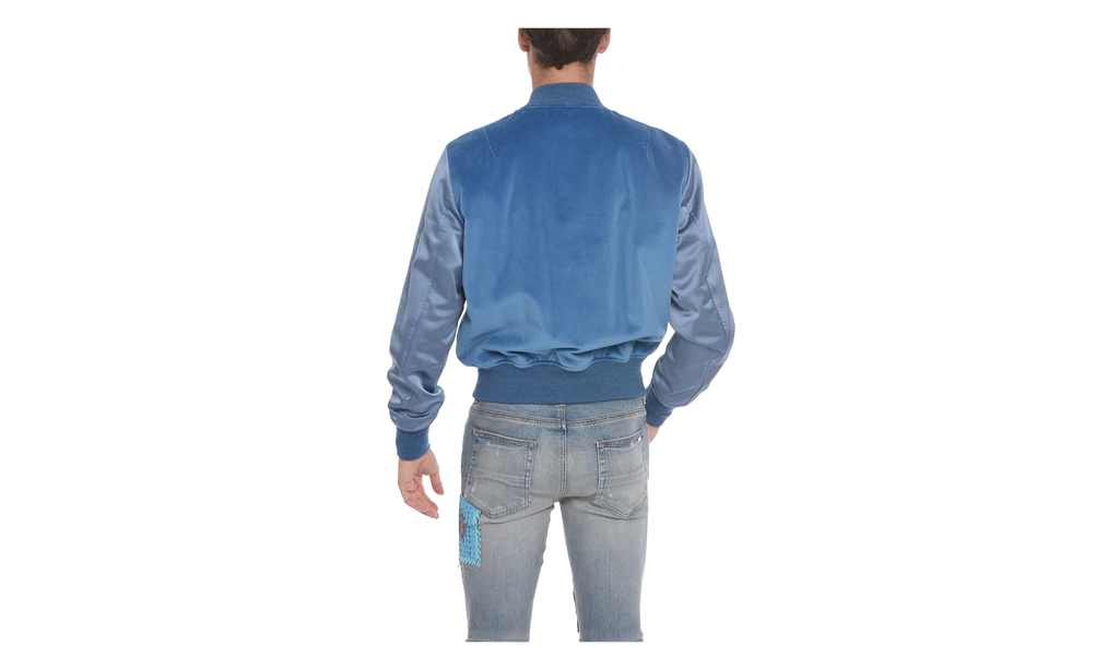 Velvet Satin Bomber Jacket "Blue" MOS017 420