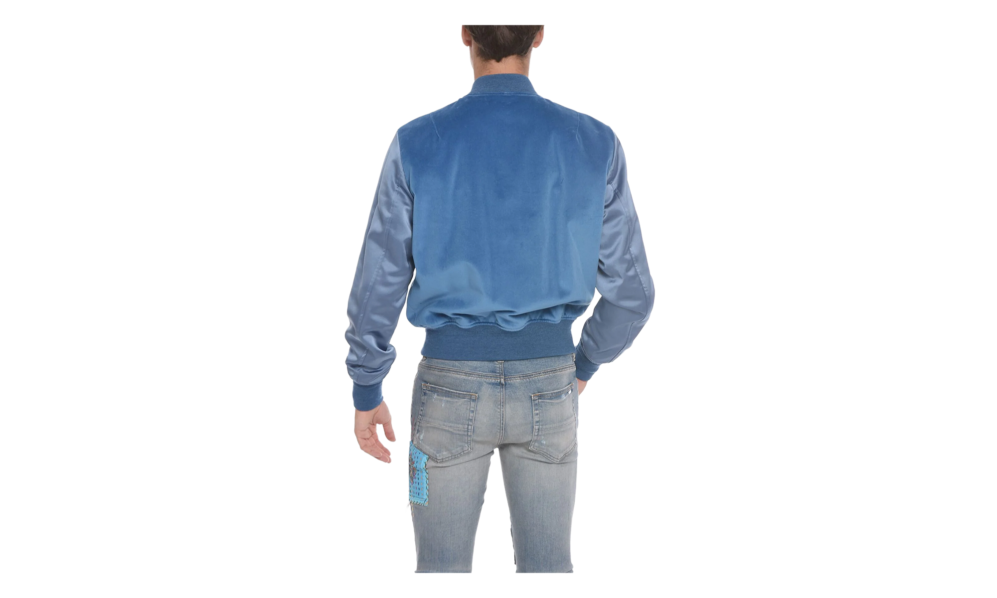 Velvet Satin Bomber Jacket "Blue" MOS017 420