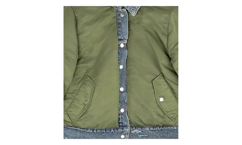 Reversible Denim Trucker Jacket "Indigo Olive Green" WORTB NYLINO BLUE
