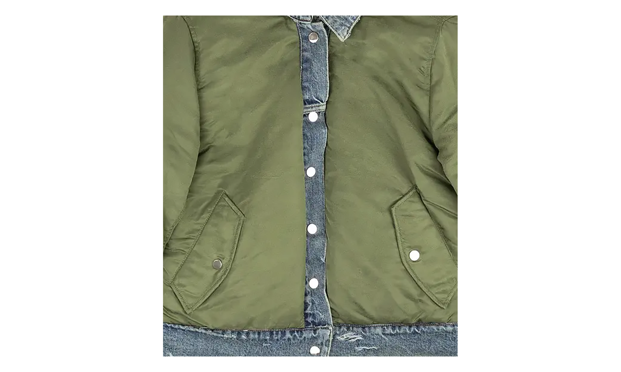 Reversible Denim Trucker Jacket "Indigo Olive Green" WORTB NYLINO BLUE