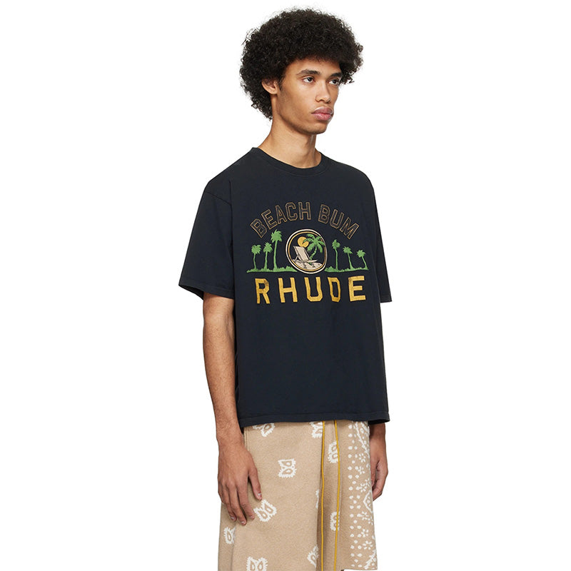 RHUDE Men's Black 'beach Bum' T-Shirt