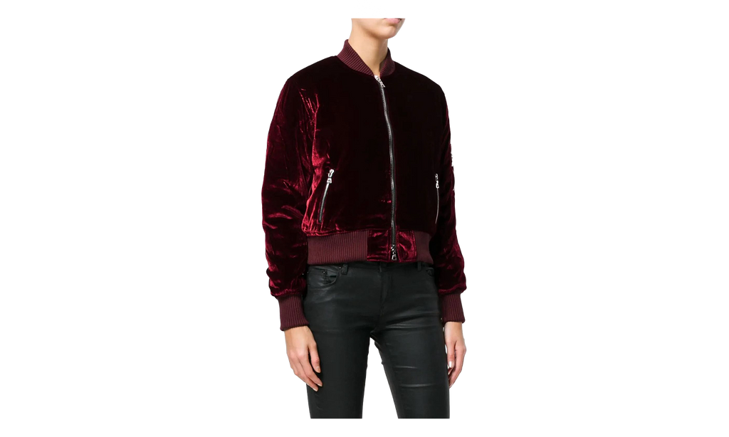 Velvet Satin Bomber Jacket "Burgundy" MOS017 652