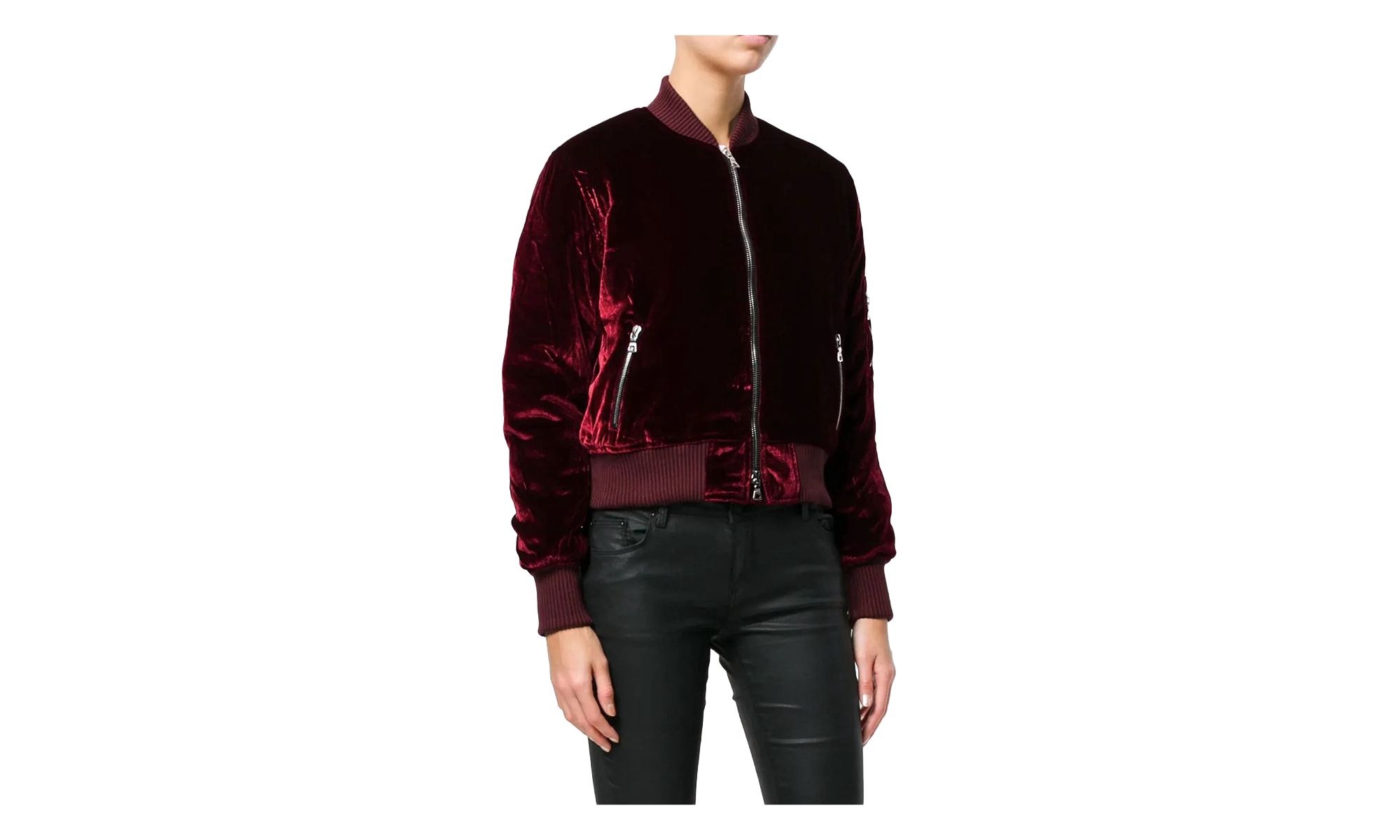 Velvet Satin Bomber Jacket "Burgundy" MOS017 652
