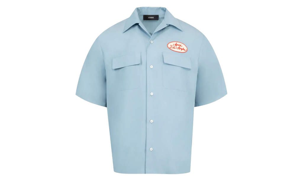 Station Patch Bowling Shirt "Ashley Blue" AMSTCA1150 ASHL