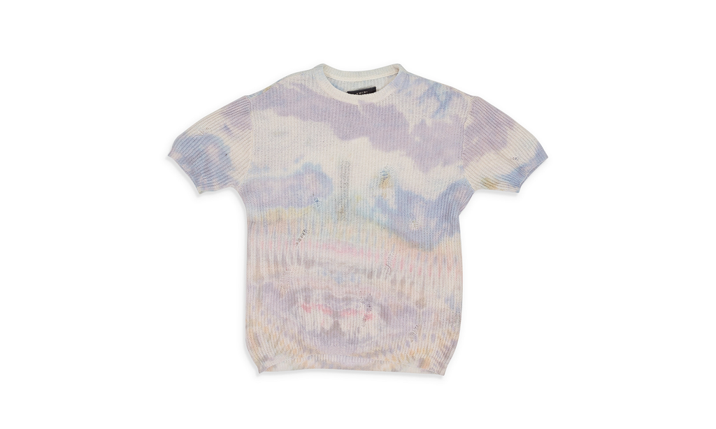 Tie Dye Knit Short Sleeve Shirt "Purple" MULTICOLOR_TIE_DYE_KNIT