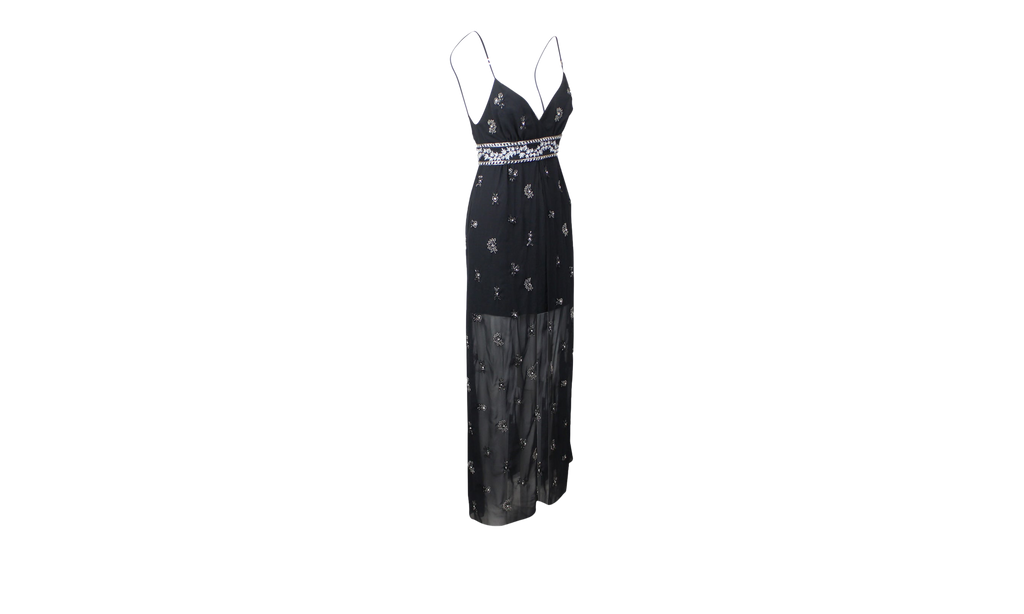 Embellished Silk Chiffon Midi Dress "Black" 93-AMR-0049