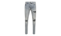 MX1 Black Leather Patch Jeans "Stone Indigo" PS23MDS009 765