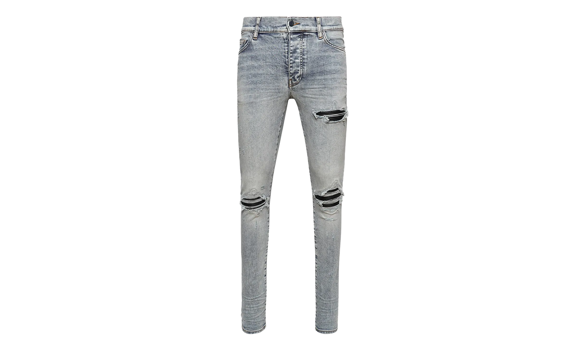 MX1 Black Leather Patch Jeans "Stone Indigo" PS23MDS009 765