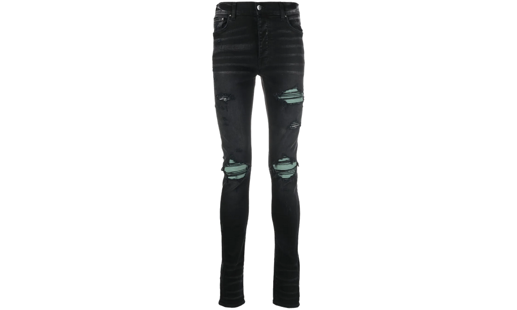 MX1 Green Ultra Suede Repair Jeans "Aged Black" SS22MDS007 023