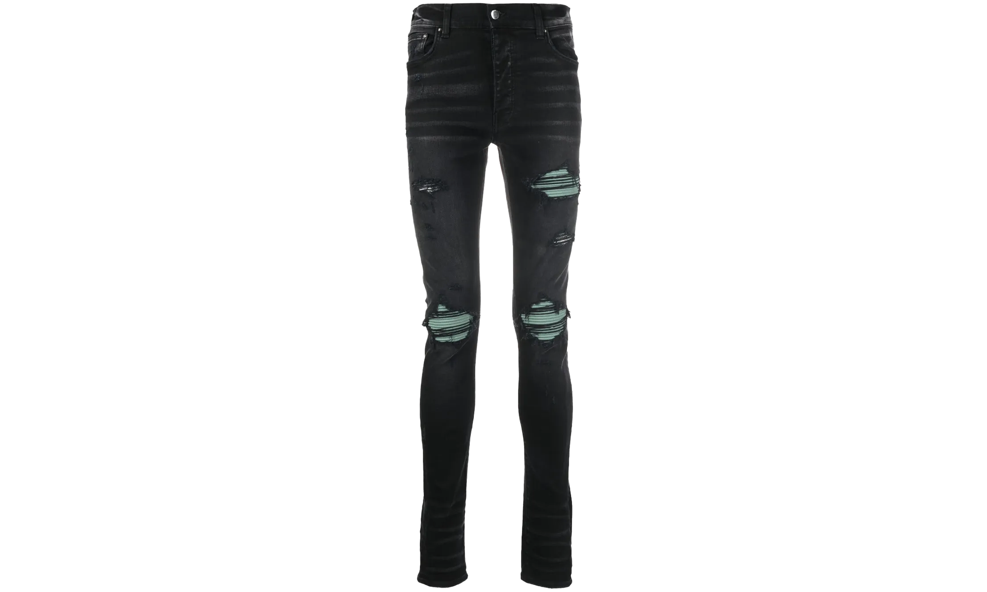 MX1 Green Ultra Suede Repair Jeans "Aged Black" SS22MDS007 023