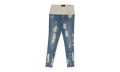 CONTRAST WITH LEATHER BLEACH WHITE SKINNY JEANS "Bleach Indigo, White Leather" PS22WDS071 INDWHT