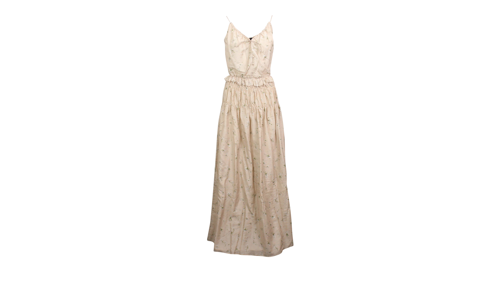 Cotton Floral Design Voile Maxi Dress "Nude" AMR-XTPS-0019