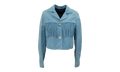 Cropped Fringe Biker Jacket "Blue" Y0W04281SU_COB