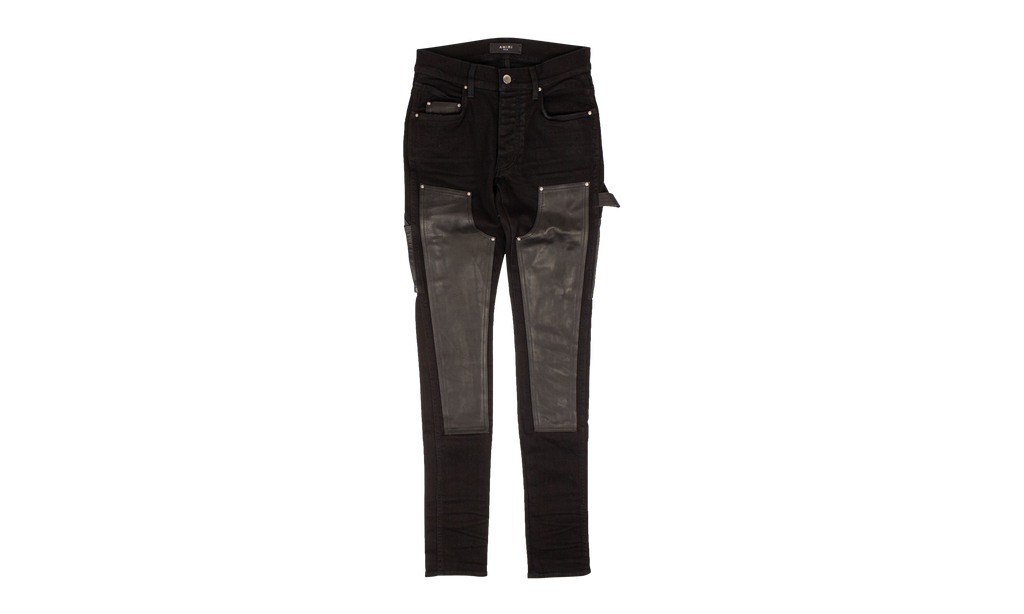 Denim Leather Workman Pants "Black" MDS121 001