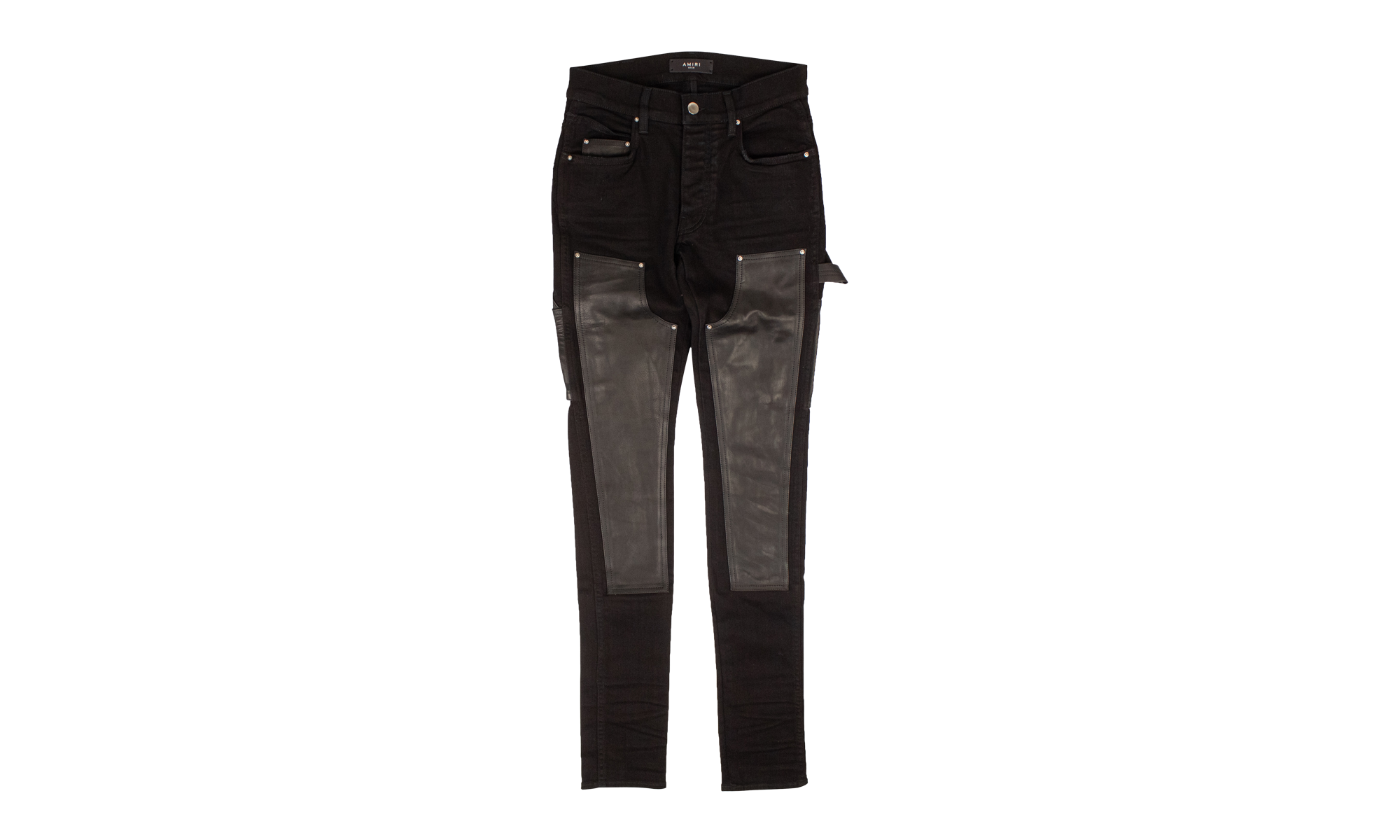 Denim Leather Workman Pants "Black" MDS121 001