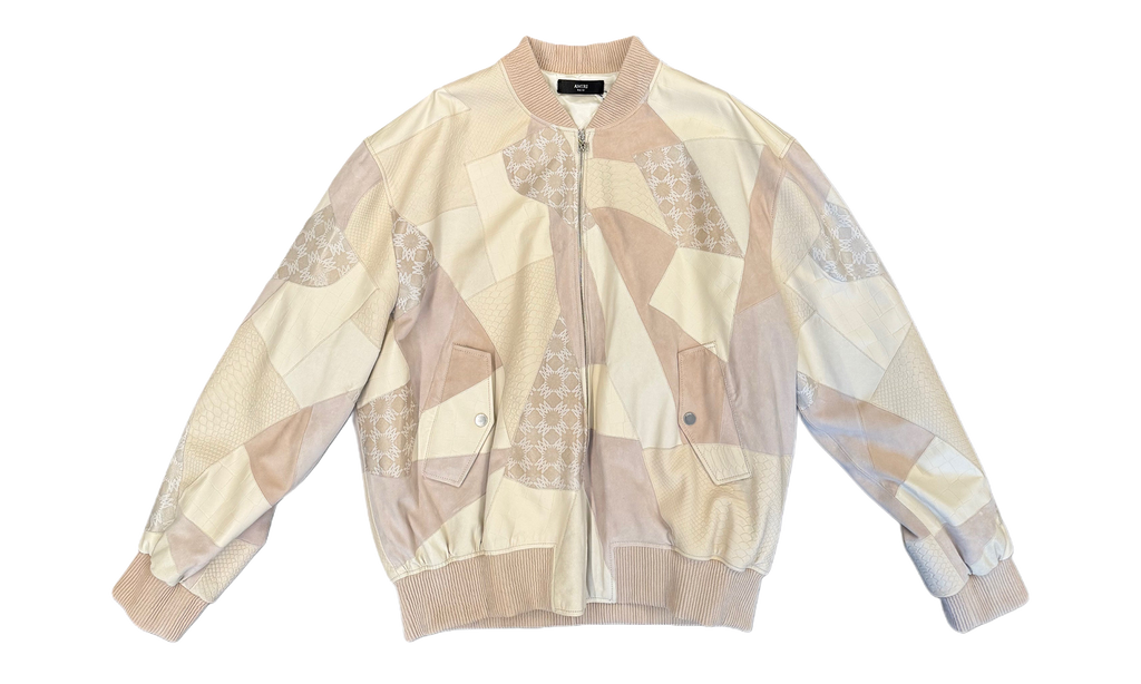 Leather Patch Oversize Bomber Jacket "Alabaster" AMOUJA1073 271