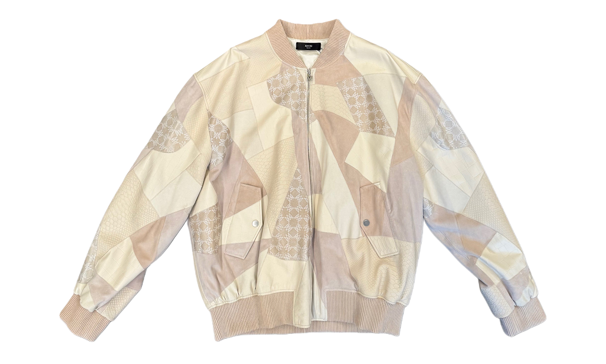 Leather Patch Oversize Bomber Jacket "Alabaster" AMOUJA1073 271