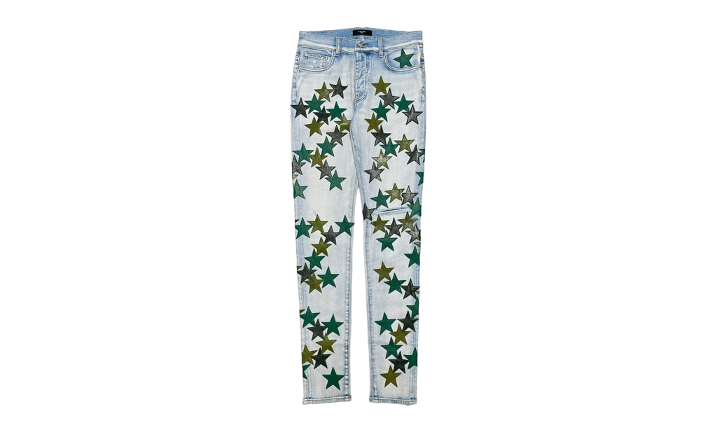 Leather Star Patch Jeans "Chemist - Light Indigo Green Multi" SS22MDS022 485