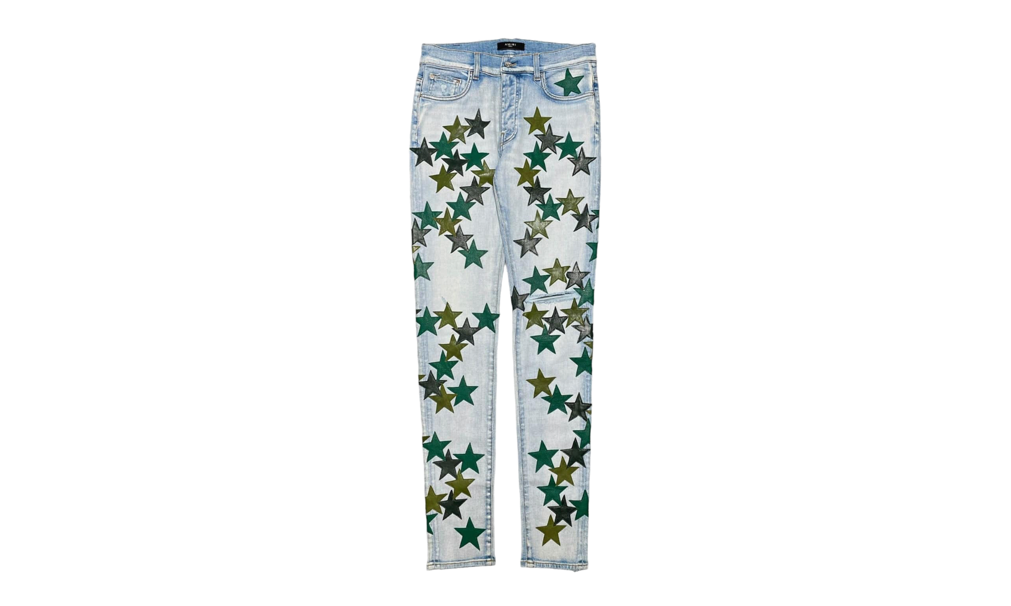 Leather Star Patch Jeans "Chemist - Light Indigo Green Multi" SS22MDS022 485