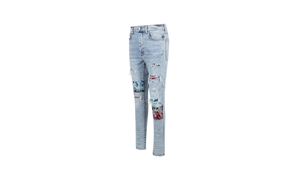 Blue Pajama Art Patch Skinny Jeans "Blue" MDS065 489R