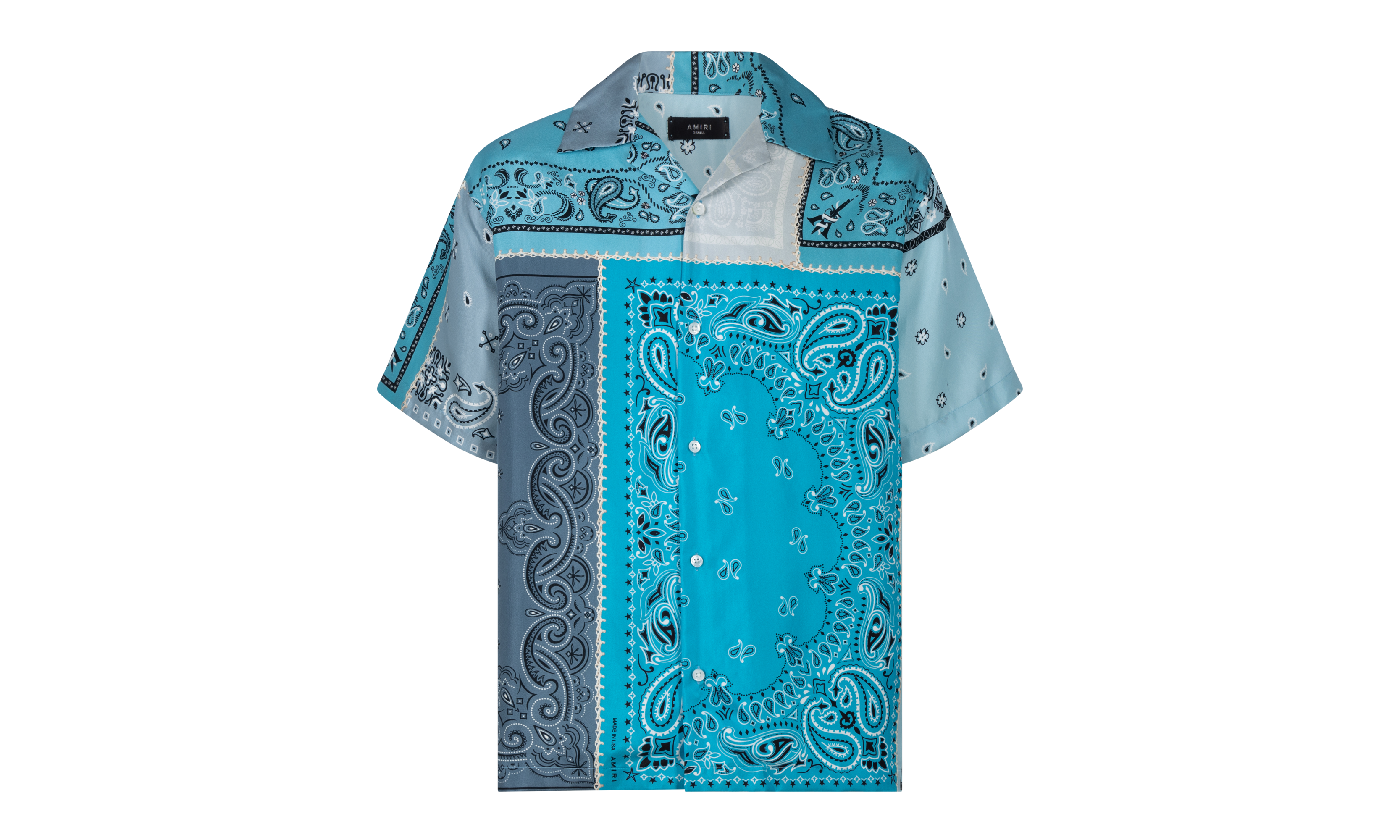 Silk Bandana Print Button Down Shirt "Blue"